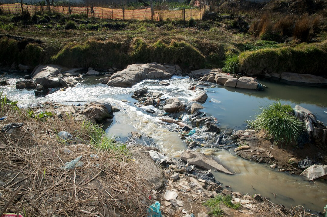 polluted water stream