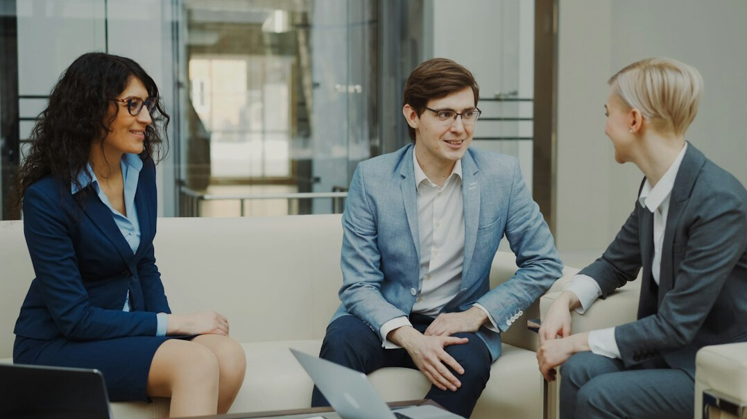 diverse business people talking